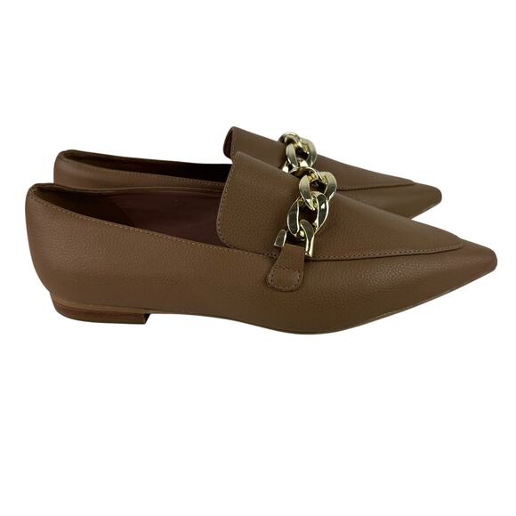 LINEA PAOLO MABEL POINTED TOE LOAFER WITH GOLD CHAIN IN TAN NWOB WOMEN'S 6.5M - Picture 7 of 12